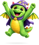 Draco cheering with both arms in the air
